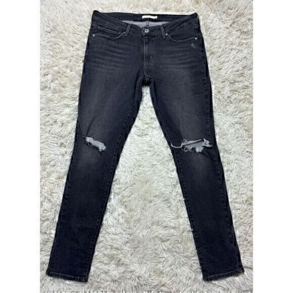Women’s Charcoal Distressed Levi’s 711 Skinny Jeans Size 31 - Picture 1 of 13